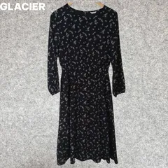 GLACIER 花柄 長袖カットソーワンピース 黒 Lサイズ