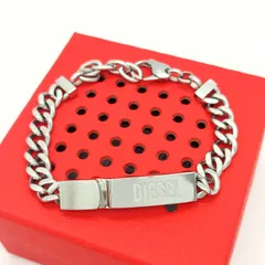 【美品】DIESEL ディーゼル　喜平チェーンブレスレット　ロゴプレート