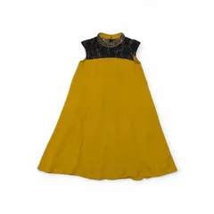 Diagram グレースコンチネンタル　Aライン　サイズ34　 Diagram GRACE CONTINENTAL 美品 ワンピース ノースリーブ　レース　カラーストーン　マスタードカラー×ブラック　アセテート　ポリエステル 二次会　dress　ドレス