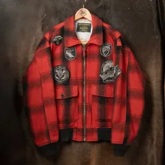 120 Schott バッファロー チェック ウール G-1 フライト ジャケット