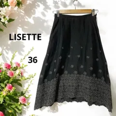 LISETTE リゼッタ リネンスカート 麻 ブラック 花柄 刺繍 アシンメトリー 変形 36 Mサイズのサムネイル