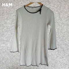 H&M リブ編みホワイト長袖トップス Sサイズ