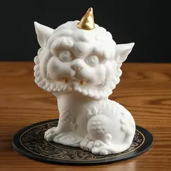 麒麟 置物 オブジェ 黄金 ゴールド 金色 ホワイト 厄除 木彫 開運 幸運 財運 金運 安産祈願 無病息災 子宝 健康運 インテリア リビング