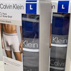 ６枚セット　Lサイズ　カルバンクライン] 3 BOXER BRIEFS 正規品 ﾎﾞｸｻｰﾌﾞﾘｰﾌ ﾊﾟﾝﾂ  ブラック グレー ブルー L(ウエスト91-97cm)