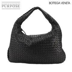 美品 ボッテガ ヴェネタ BOTTEGA VENETA イントレチャート ワンショルダー バッグ レザー ブラック ゴールド 金具 90298784