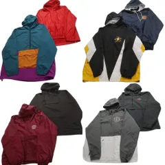 古着卸 まとめ売り アノラックパーカー ジャケット 8枚セット (メンズ XL /2XL ) バイカラー ワンポイント チームロゴ 中古 古着 NC4569