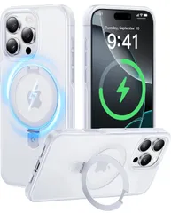 【TKD148】CASEKOO iPhone 16 Pro Max 用 ケース 横縦両立 指紋防止 マット仕上げ 最大25W急速充電対応 MagSafe対応 黄変防止 半透明 ストラップホール付き ワイヤレス充電対応「MagicStand」(マットクリア)