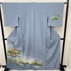 付下げ 金彩 縮緬 紋無し 色味の良い 訪問着 正絹 着物 MK-557