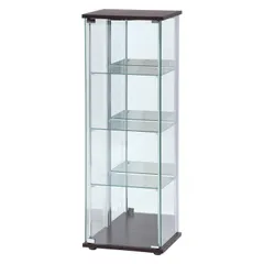 【迅速発送】不二貿易 コレクションケース フィギュアケース 4段 幅42.5×奥行36.5×高さ120cm ブラウン 強化ガラス 背面ミラー 組立商品 97339