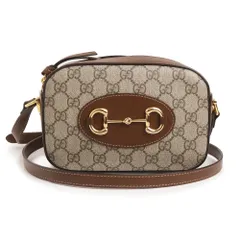 グッチ ホースビット 1955 スモール カメラバッグ ショルダー 斜め掛け GGスプリームキャンバス レザー ベージュ エボニー ブラウン ゴールド金具 760196 GUCCI（未使用　展示品）