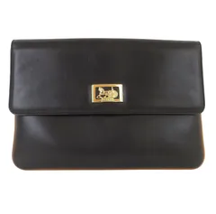 CELINE セリーヌ ホースキャリッジ クラッチバッグ セカンドバッグ レザー ブラックｘブラウン 馬車金具 イタリア製 rk10370