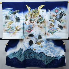 七五三 五歳 男児 羽織袴フルセット 着物 小町 緑色 鷹 お仕立て