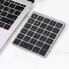 テンキー 28キー Bluetooth 充電式 ワイヤレス スリム ミニ キーボード 無線 コードレス 数字キー MacOS iOS Windows Android 防水 軽量 薄型 オフィス用 コンパクト 持ち運び可能 シルバー スペースグレイ