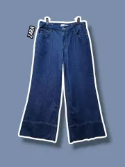 EUR40/ ザラ ワイド ハイウエスト デニム パンツ /1029