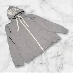 【ザノースフェイス】（M）ジップアップパーカー ロゴ刺繍 カジュアル グレー系