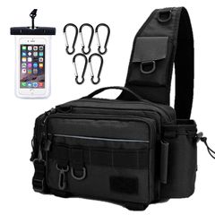 [New] [nda-style] Fishing Bag, Shoulder Bag, Multifunctional, Large Capacity, Tackle Bag, Run & Gun (Black)