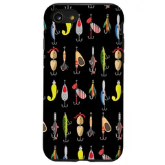【新品】 ブラック ユニーク トレンディ バス フィッシングルアー フック ギアセット アイデア スマホケース iPhone SE (2020) / 7 / 8 用 1