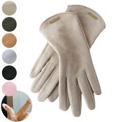 スマホ手袋 2021 レディース メンズ お揃い 色違い ボア スエード手袋 ニット グローブ エレガンス 暖かい 防寒 冬用 かわいい iPhone Android タブレット 女性用 男性用 スウェード 裏起毛
