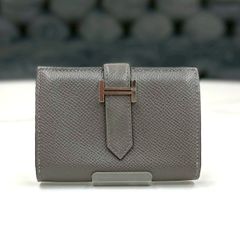 HERMES べアン ミニ エプソン 小銭入れ ブルーグラシエ グレー 