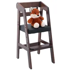 【迅速発送】不二貿易 キッズチェア ハイチェア 木製 3段階調整可能 クッション ダークブラウン 2才~5才推奨 ダイニングチェア 子ども用 14939