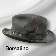 美品】 Borsalino ボルサリーノ フェルトハット 59 イタリア製 黒
