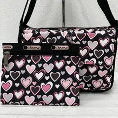 5362　LeSportsac　レスポートサック　ショルダーバッグ　 斜めがけ　ハート　総柄　ブラック　ピンク　ブラウン　 ポーチ付き　ナイロン　軽量　レディース