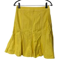 RE259【美品】CARA O CRUZ キャラオクルス プリーツスカート サイドファスナー イエロー サイズ7のサムネイル