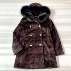 MaxMara マックスマーラ アルパカ ウール シャギー ビッグフード ダブルコート リアルファー ブラウン