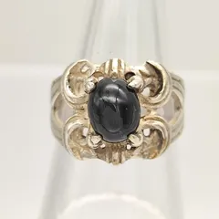 【美品】オニキスデザインリング　SILVER　シルバー925　16号