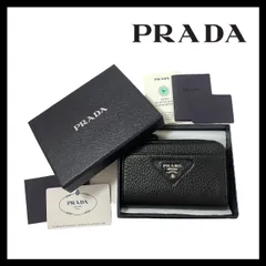 【PRADA】トライアングル ロゴ キーチェーン 1PP122 レザー ブラック/黒 キーケース コインケース 小銭入れ 財布 プラダ (M-338)