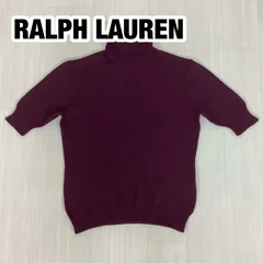 RALPH LAUREN ラルフローレン シルク カシミヤ混 タートルネック 半袖ニット 5f ボルドー インパクト21 着丈48cm 肩幅38cm 身幅(脇下)42.5cm 袖丈27cm【古着】