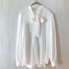 UNIQLO　ユニクロ　レーヨンボウタイブラウス　S　ホワイト　白　長袖　ビジネス　カジュアル