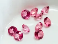 《宝石質 ピンクトパーズ》ラウンドファセットカット ルース 4mm【４粒セット】天然石/ネイルアート/ジュエリー素材