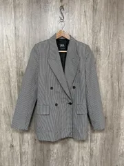 ZARA ザラ チェック柄 肩パット付 テーラード ジャケット sizeM/白ｘ黒 ◇■ レディース