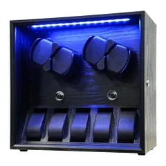 【迅速発送】ORYX ワインディングマシーン 腕時計自動巻き上げ機 ウォッチワインダー 4本巻き 5本収納 時計ケース 自動巻き 調整可能クッション LEDライト付 高級木製 USB電源