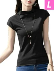半袖 Tシャツ レディース ソフト触感 首元 日焼け防止 サイズ L ブラック