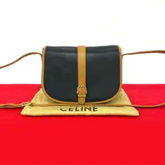 極 美品 袋付き CELINE セリーヌ ヴィンテージ レザー 本革 ショルダーバッグ ポシェット サコッシュ ブラック ブラウン 43355