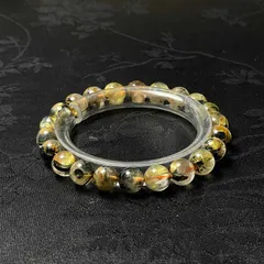 綺麗 EU製★太陽花タイチンルチル★黄金針水晶 金運 開運 ゴールド ブレスレット パワーストーン 8.3-8.7mm ZB9576