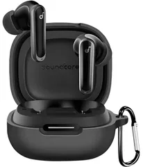 【迅速発送】LAYJOY Anker Soundcore P40i 用 ケース カバー シリコーンケース Anker Soundcore P40i 保護カバー 装着充電可能 全面保護 落下防止 キズ防止 耐衝撃 防塵 防水 軽量 収納 カラビナ付き (ブラック