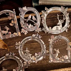 新品 コラージュ 素材 素材紙 紙もの フレーム 透かし彫り 詰め合わせ 紙素材 背景紙 Miskepaa 額縁 レトロ ペーパー メモ紙 シール レトロ 女の子 フレークシール おしゃれ かわいい 大容量 手帳 ヴィンテージ 花 蝶 葉 鹿 （ゆめ)