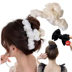 【迅速発送】バンスクリップ リボン 大きめ 髪ドメクリップ シフォン ヘアクリップ 髪留め しっかりとまる バレッタ 強力 フランスクリップ へあくりっぷ 韓国風 おしゃれ 髪 クリップ オフィス シンプル ヘアアクセサリー 髪飾り レディース 通勤 結婚式