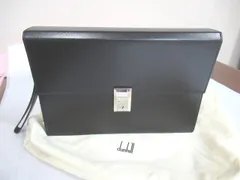 良品　dunhill ダンヒル 　レザー　本革　クラッチバッグ　 セカンドバッグ 　ほぼブラック　黒　シルバー金具※鍵なし