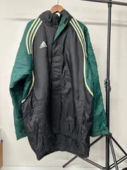 90s adidas バックプリント ナイロンコート 4XO ブラック US古着