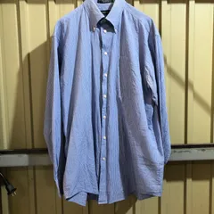 638 NAUTICA 長袖シャツ ブルー L〜XL ノーティカ ストライプ柄 胸ポケット 古着卸 アメリカ仕入