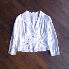 リネンテーラードジャケット風シャツ オフホワイト Y2K ユニセックス レディース メンズ 11サイズ