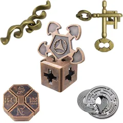 【迅速発送】知恵の輪 立体パズル 5点セット 難易度6～2 リングパズル 知恵おもちゃ 大人 子供 謎解き 知恵玩具 暇つぶしグッズ 立体パズル 知育 おもちゃ 鍵と魔法の箱シリーズ