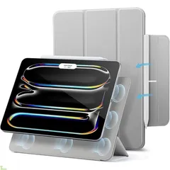 ESR iPad Pro 11インチ ケース（M5/M4、2025/2024）専用 強力マグネット吸着式 スリムな三つ折りスタンドケース オートスリープ/ウェイク機能 Pencil Pro/USB-C対応 耐久性保護 Reboundシリーズ グレー 