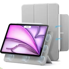 ESR iPad Air 13インチ ケース (M3/M2、2025/2024) iPad Pro 12.9 専用カバー 第6/5/4世代(2022/2021/2020) 強力マグネット吸着式 スリムな三つ折りスタンドケース Pencil Pro/U