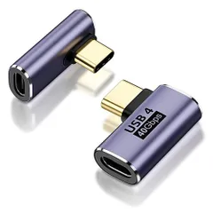 【迅速発送】usb c 変換アダプタ c l字 タイプc 変換アダプター 2個セット タイプc アダプタ usb タイプc 変換 40Gbps高速転送アダプタ 8K@60Hz映像出力 USB4.0最大充電速度100W