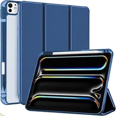 ProCase iPad Pro 11インチ ケース M5 /M4 2025/2024年発売 第6/5世代 専用 (A2836 A2837 A3006) ペン収納 透明 クリアバックカバー ケース スリム 耐衝撃 三つ折り スタンド スマート